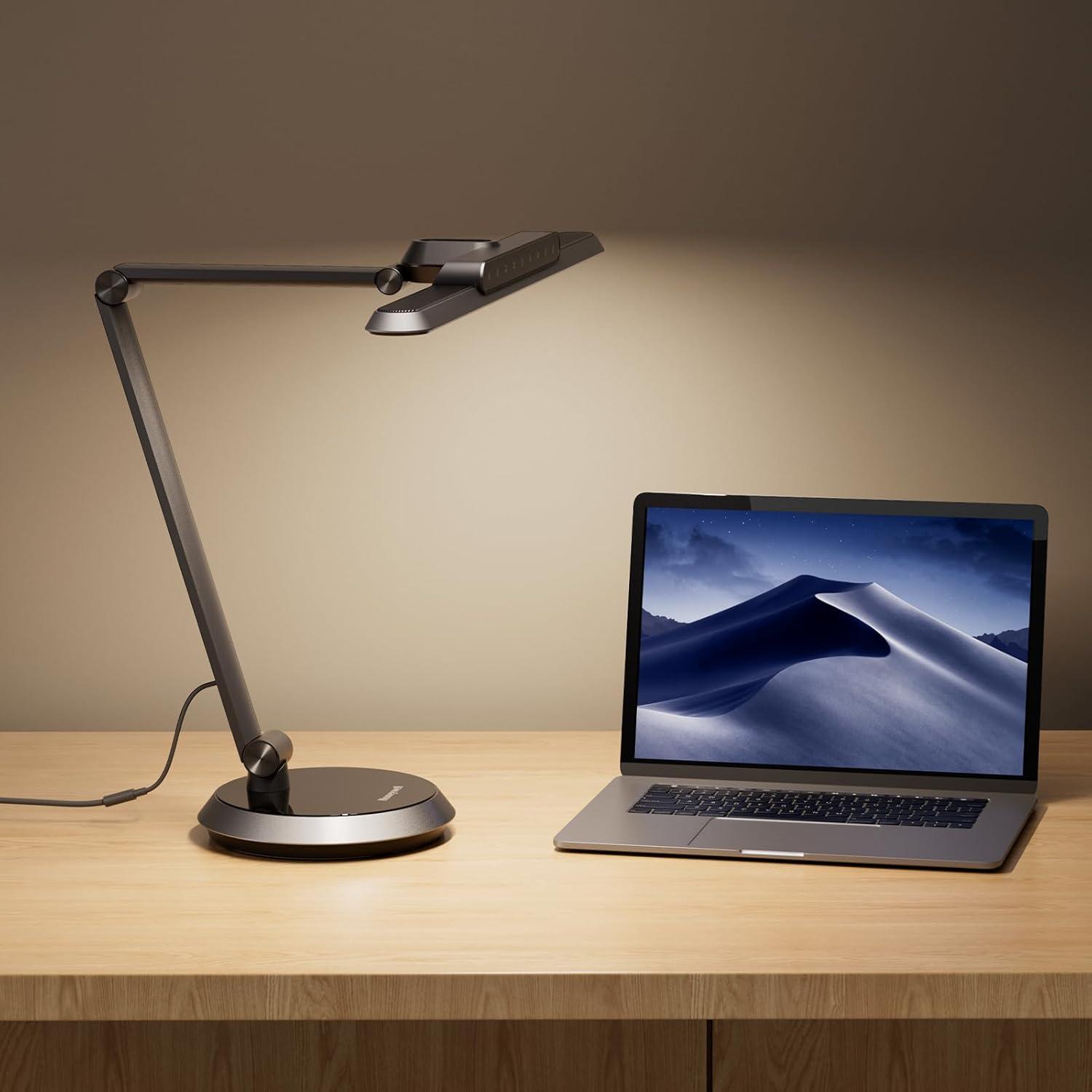 LED Desk Lamp Home Office - H9 Eye Caring Desk Light, 18W 1000LM Table Lamp Dimmable with Motion Sensor, 3 Color Modes, Auto-Off Timer, Adjustable Study Reading Lamp for Desk