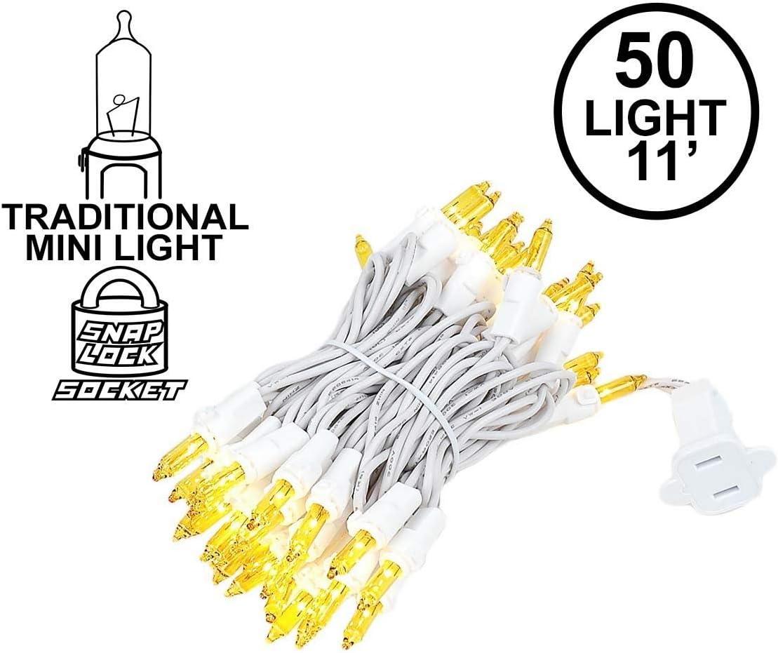 Novelty Lights Yellow 50 Light Incandescent Mini Christmas String Lights White Wire 11 Feet