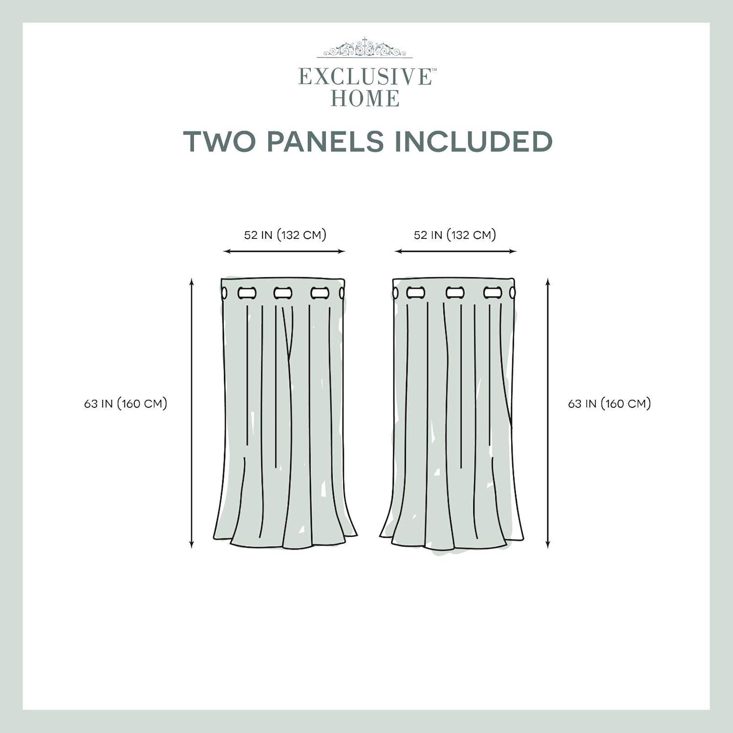 Set of 2 Sateen Twill Weave Insulated Blackout Grommet Top Window Curtain Panels - Exclusive Home