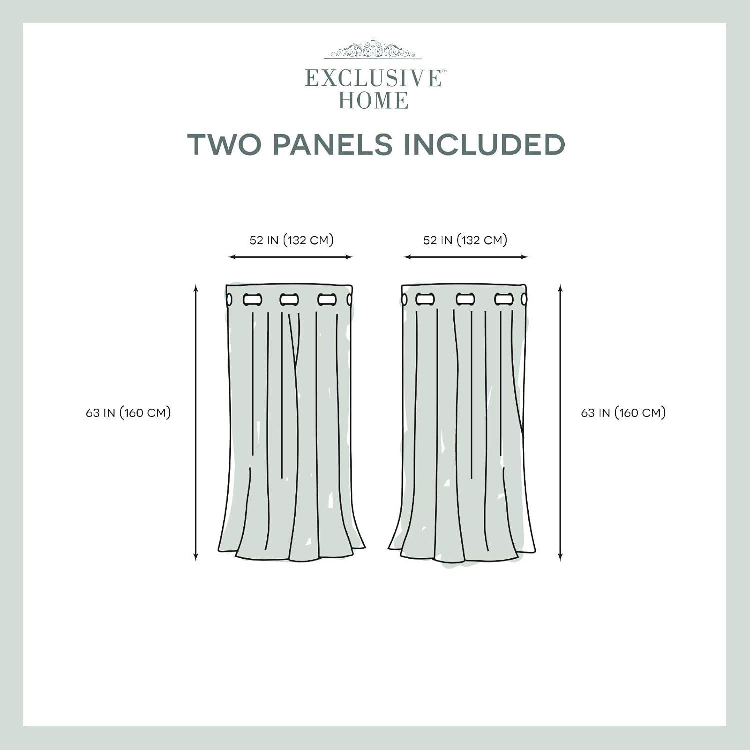 Set of 2 (63"x52") Forest Hill Woven Blackout Grommet Top Window Curtain Panel Gray - Exclusive Home: Thermal Insulated