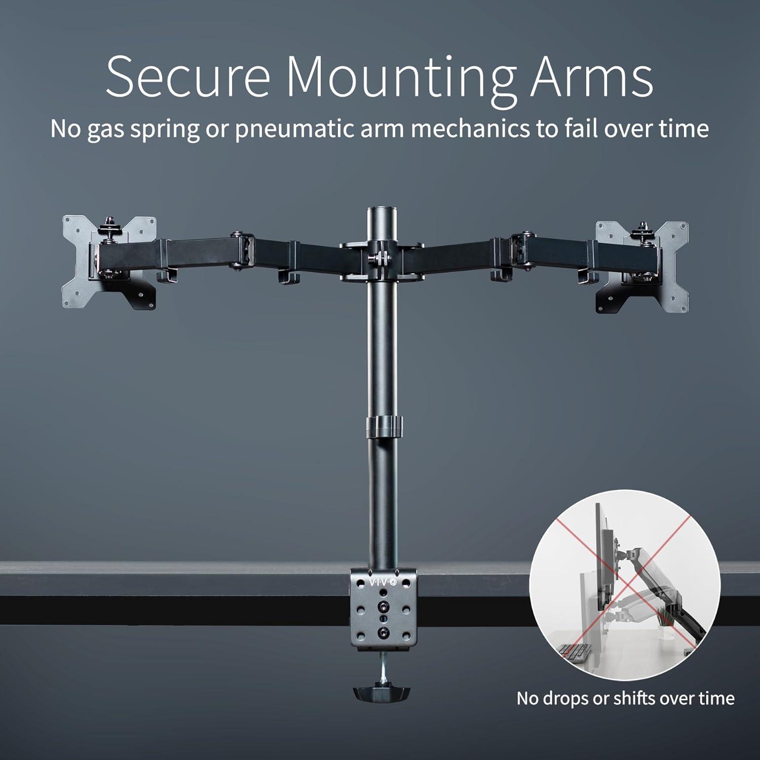 Vivo VIVO Dual Monitor Desk Mount Adjustable Stand, Fits Screens up to 30", STAND-V002 Series