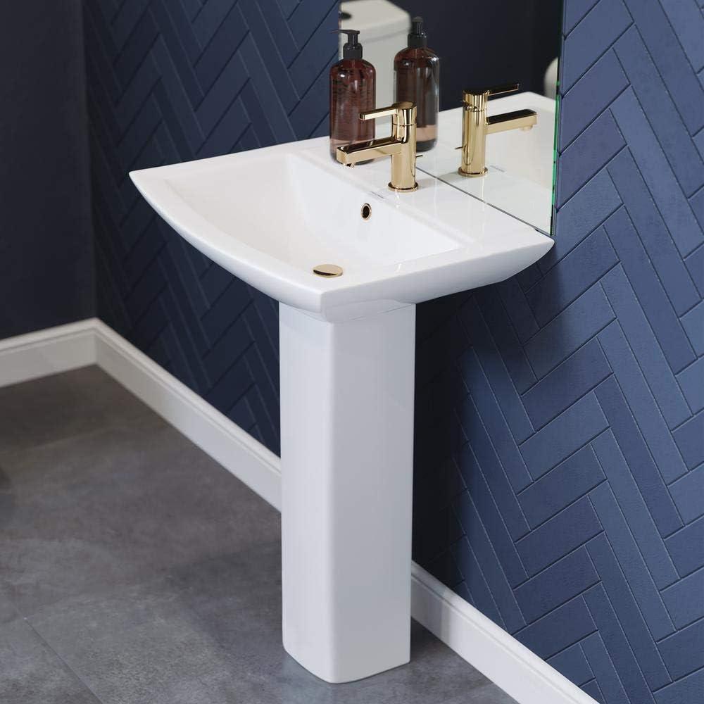 Sublime 24" Rectangular Pedestal Bathroom Sink with Overflow