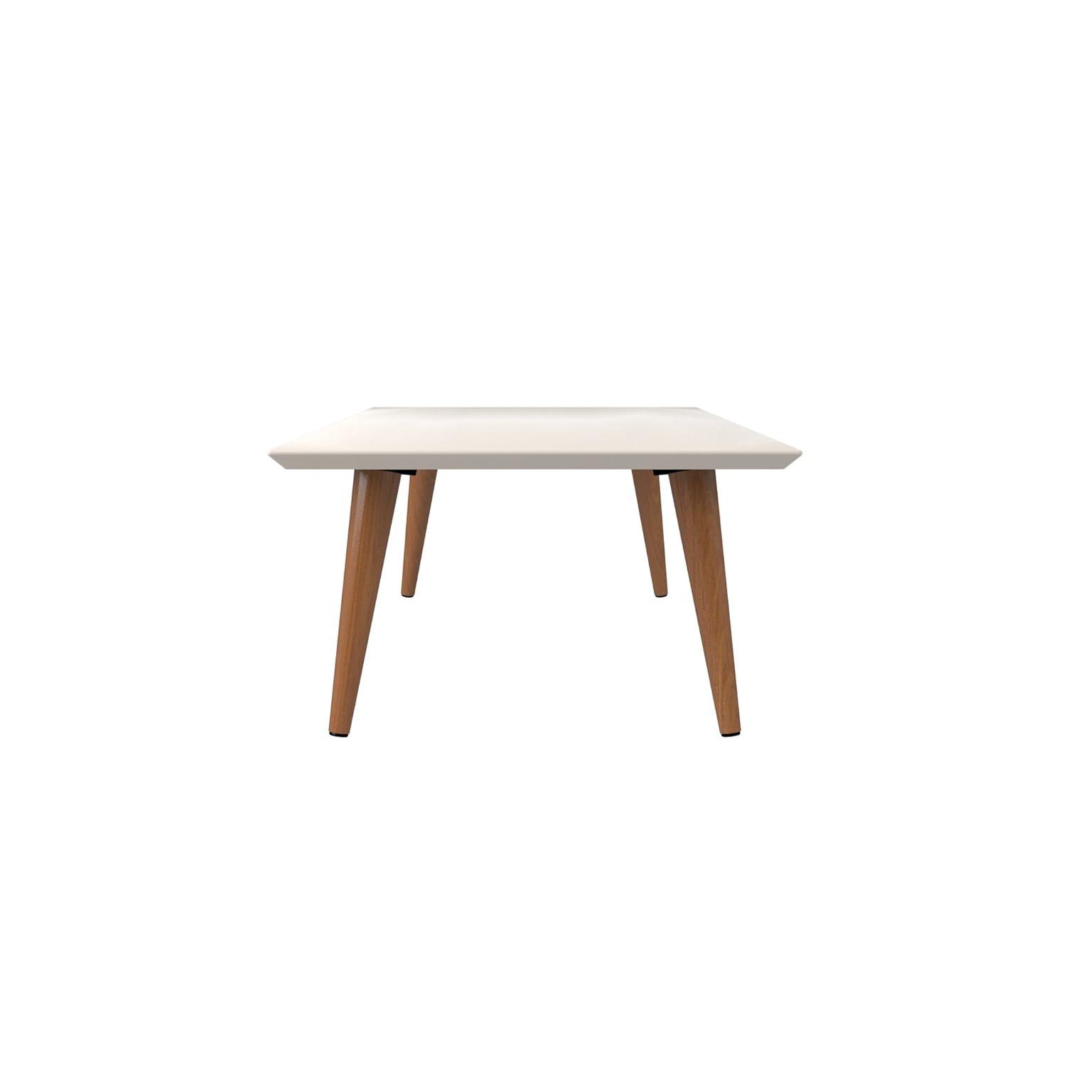 11.81" Utopia High Rectangle Coffee Table with Splayed Legs Off-White - Manhattan Comfort: Mid-Century Modern, MDF, Glossy Finish