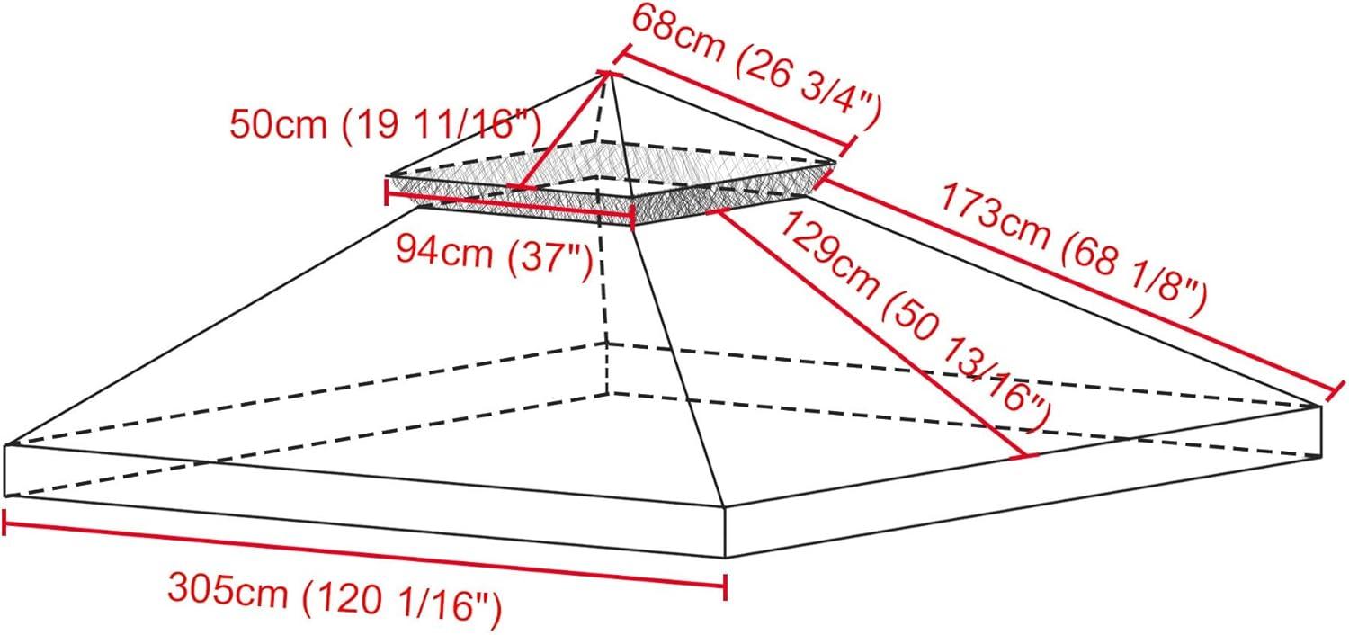 Yescom 10'x10' Gazebo Top Replacement for 2 Tier Outdoor Canopy Cover Patio Garden Yard Coffee Liqueur Y00210T10 Tan