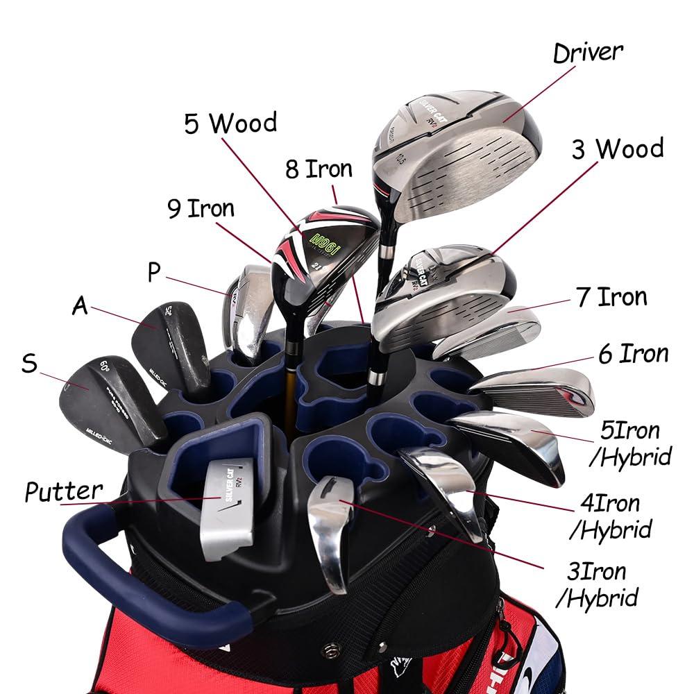 ASK ECHO T-Lock Golf Cart Bag with 14 Way Organizer Divider Top, Premium Cart Bag with Handles and Rain Cover for Men