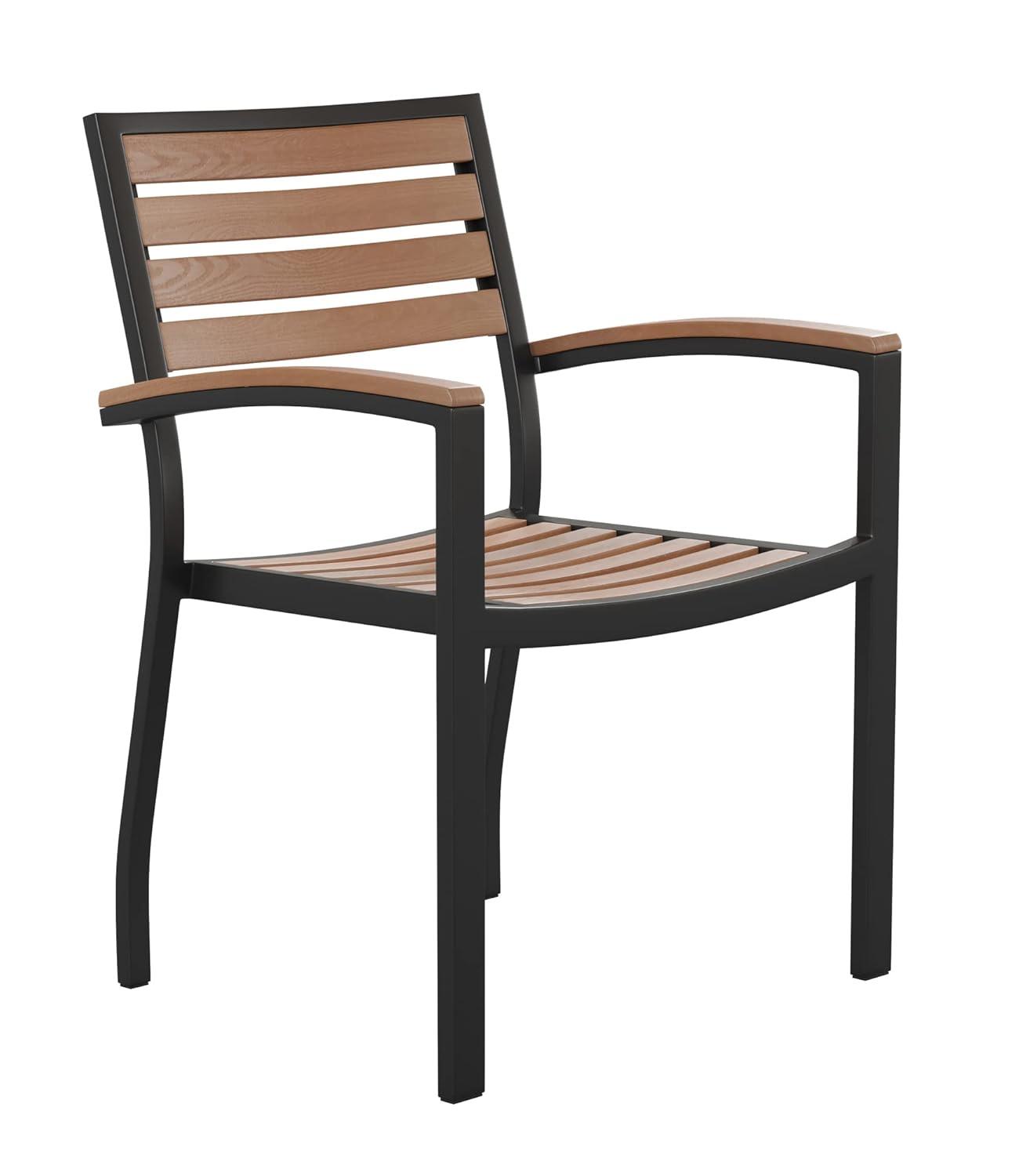 Flash Furniture Lark Series 3-Piece Steel/Aluminum Teak Patio Table and Chair Set, Teak