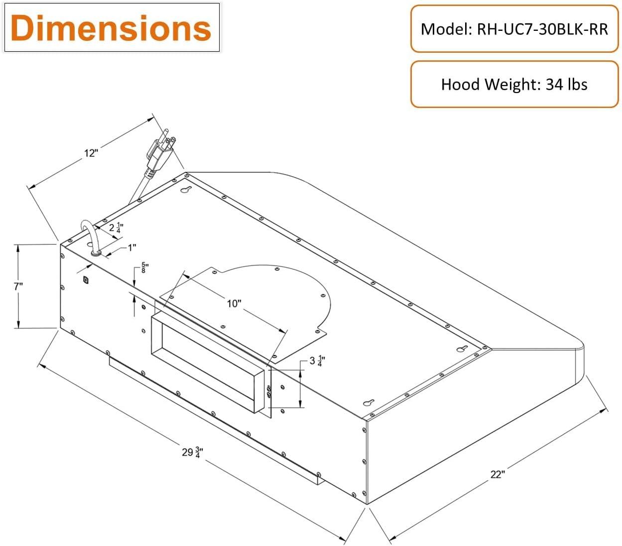 Awoco Awoco 30" Stainless Steel 900 CFM Ducted (Vented) Under Cabinet Range Hood with Baffle Filter