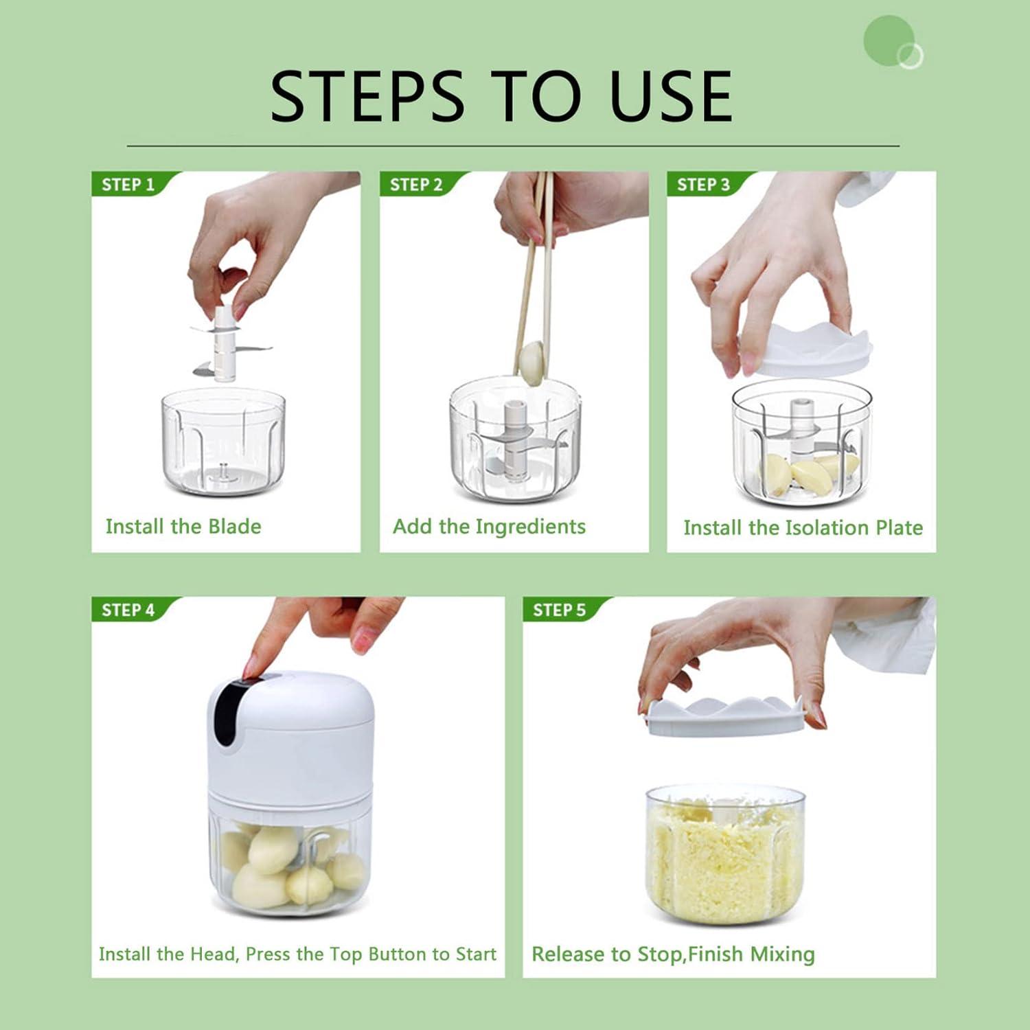 (100+250+350ML) White 3 Pcs Cordless Mini Food Chopper,Small Food Processor for Garlic,Nut,Meat