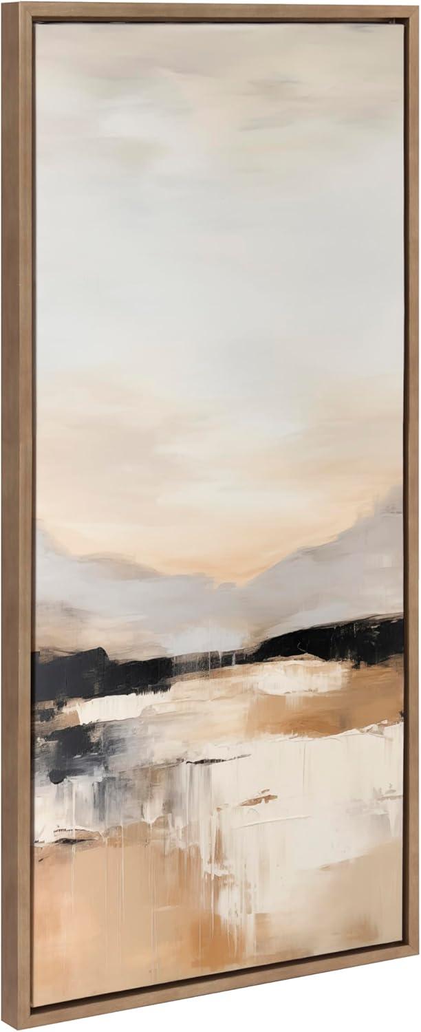 Kate & Laurel All Things Decor 18"x40" Sylvie Peaceful Landscape III Framed Canvas by Amy Lighthall Gold