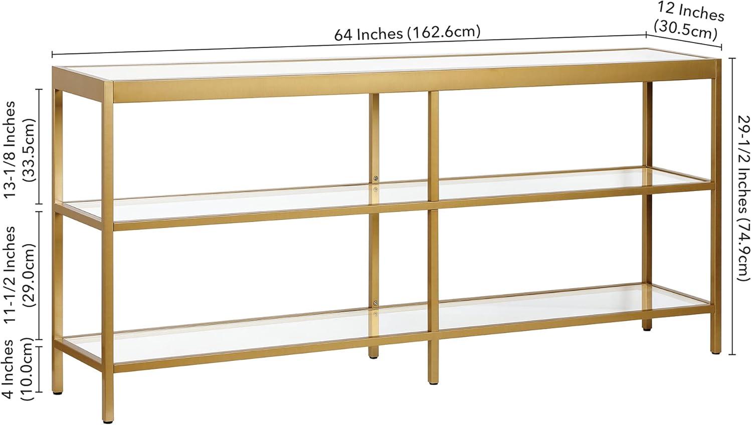 Evelyn&Zoe Alexis 64" Wide Rectangular Console Table, Brass