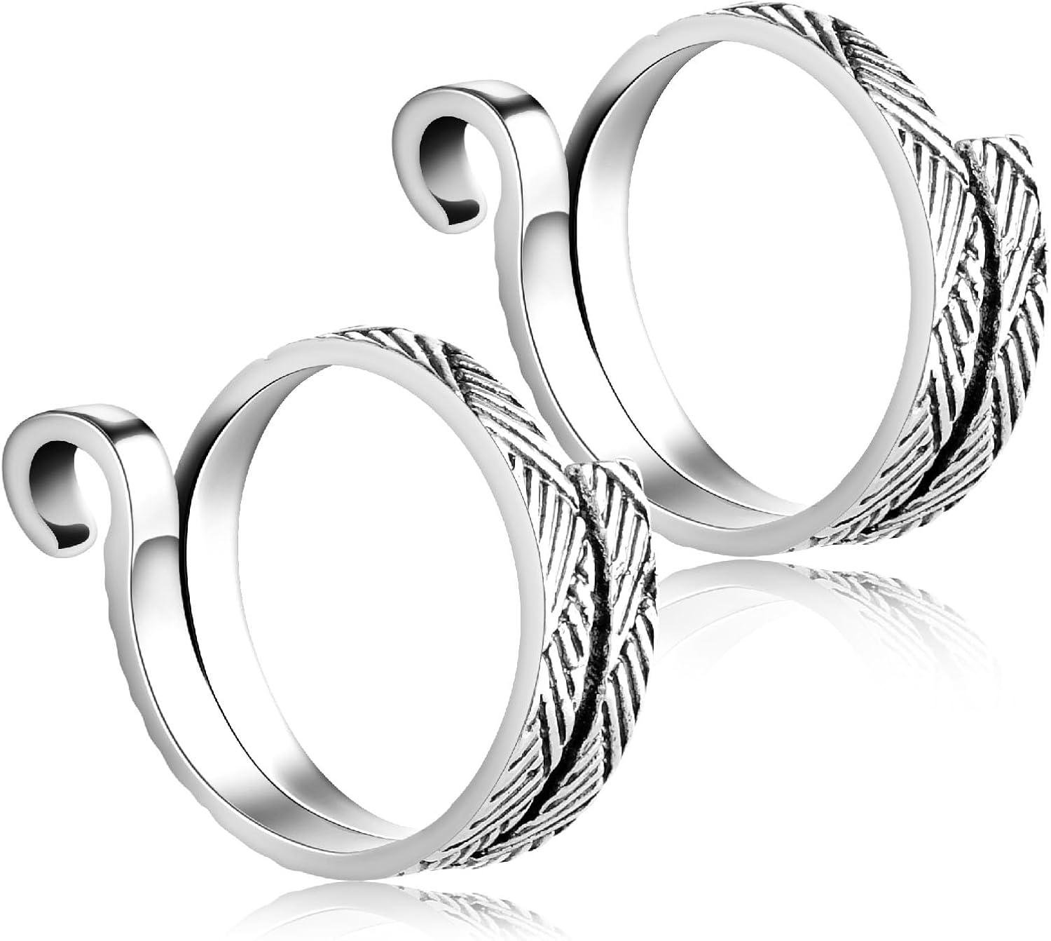 Adjustable Silver Metal Knitting Crochet Loop Rings