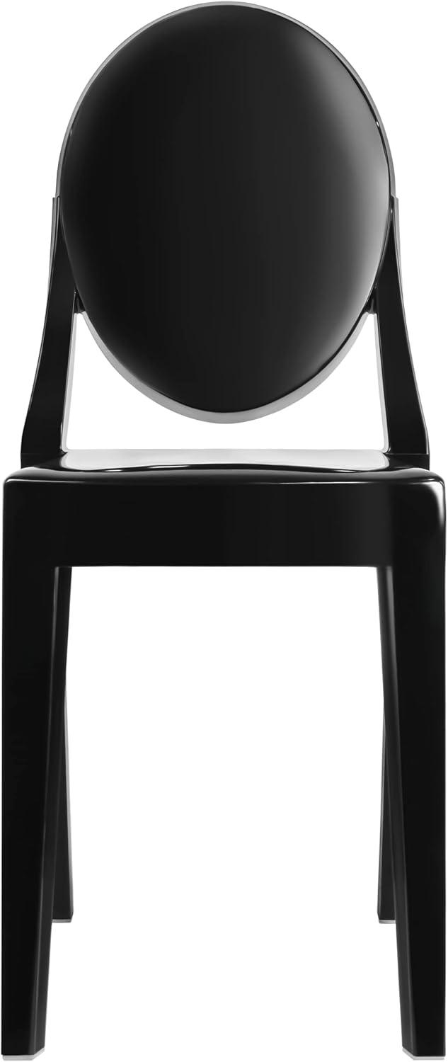2xhome Modern Contemorary Dining Ghost Side Chair Stackable Victorian Acrylic Plastic Vanity Chair, Black