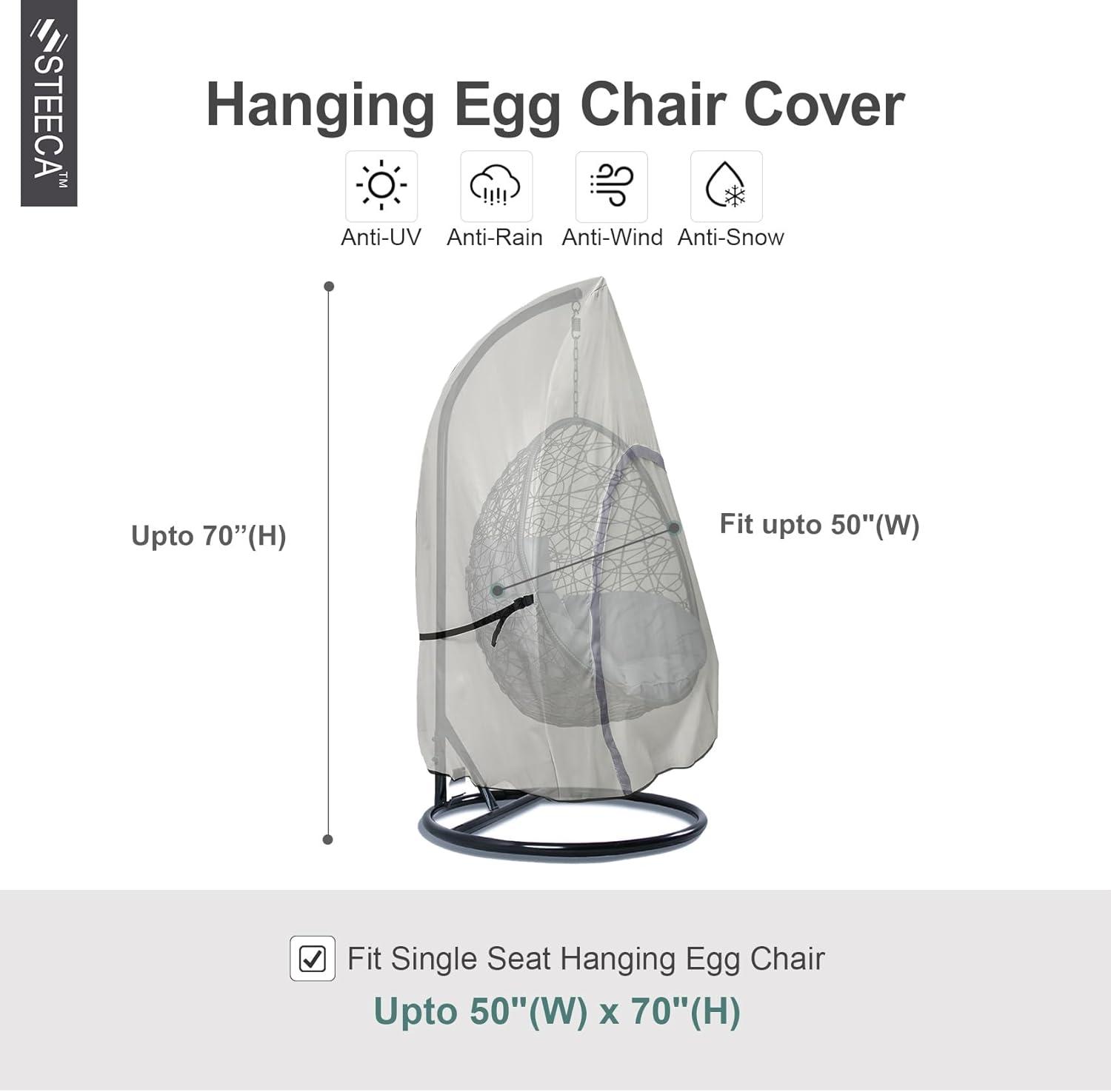 Arlmont & Co. Single Seat Patio Hanging Egg Chair Cover - Waterproof Outdoor Wicker Egg Swing Chair with Stand Cover