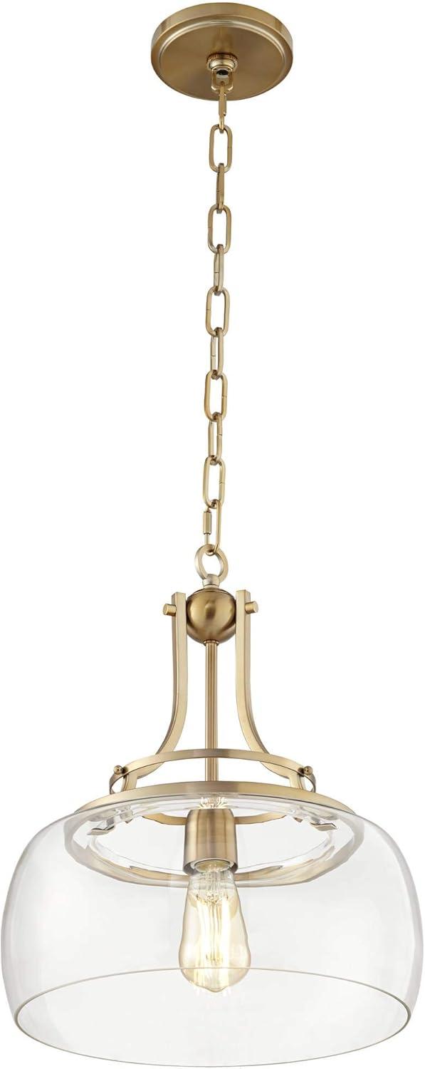 Charleston 18" Brass and Glass Industrial Farmhouse Pendant Light