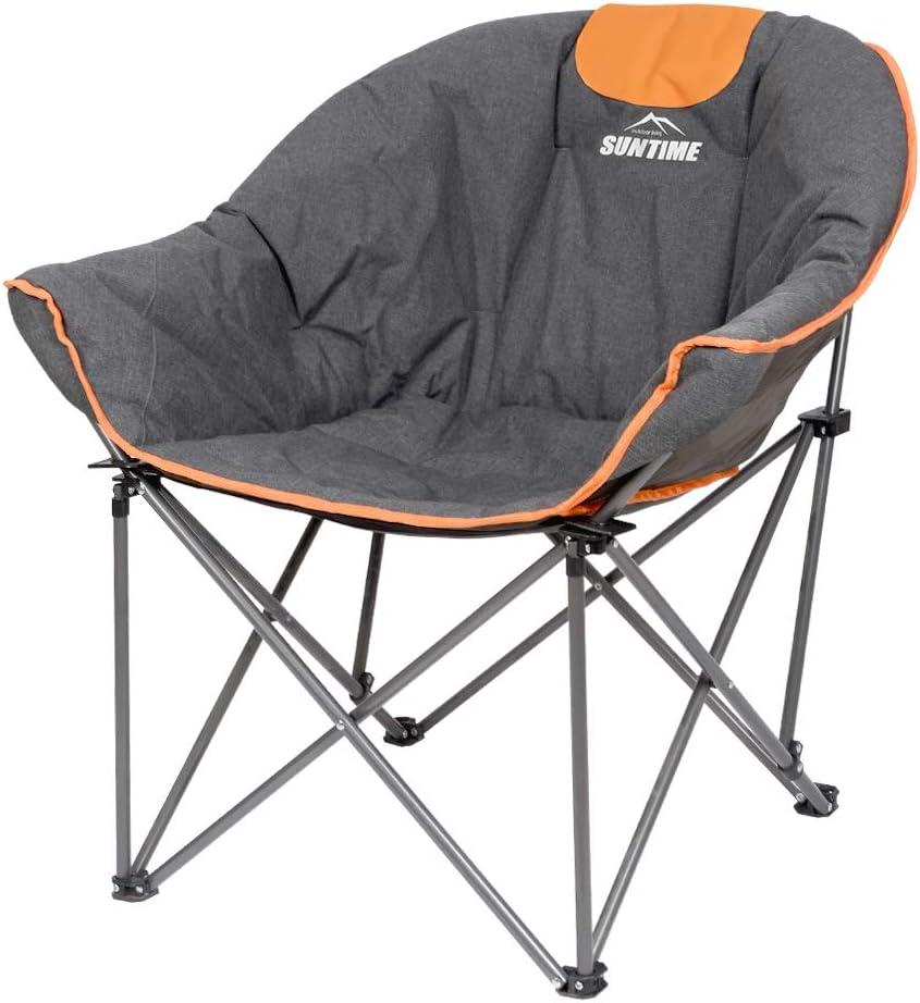 Oversized Gray and Orange Moon Saucer Camping Chair