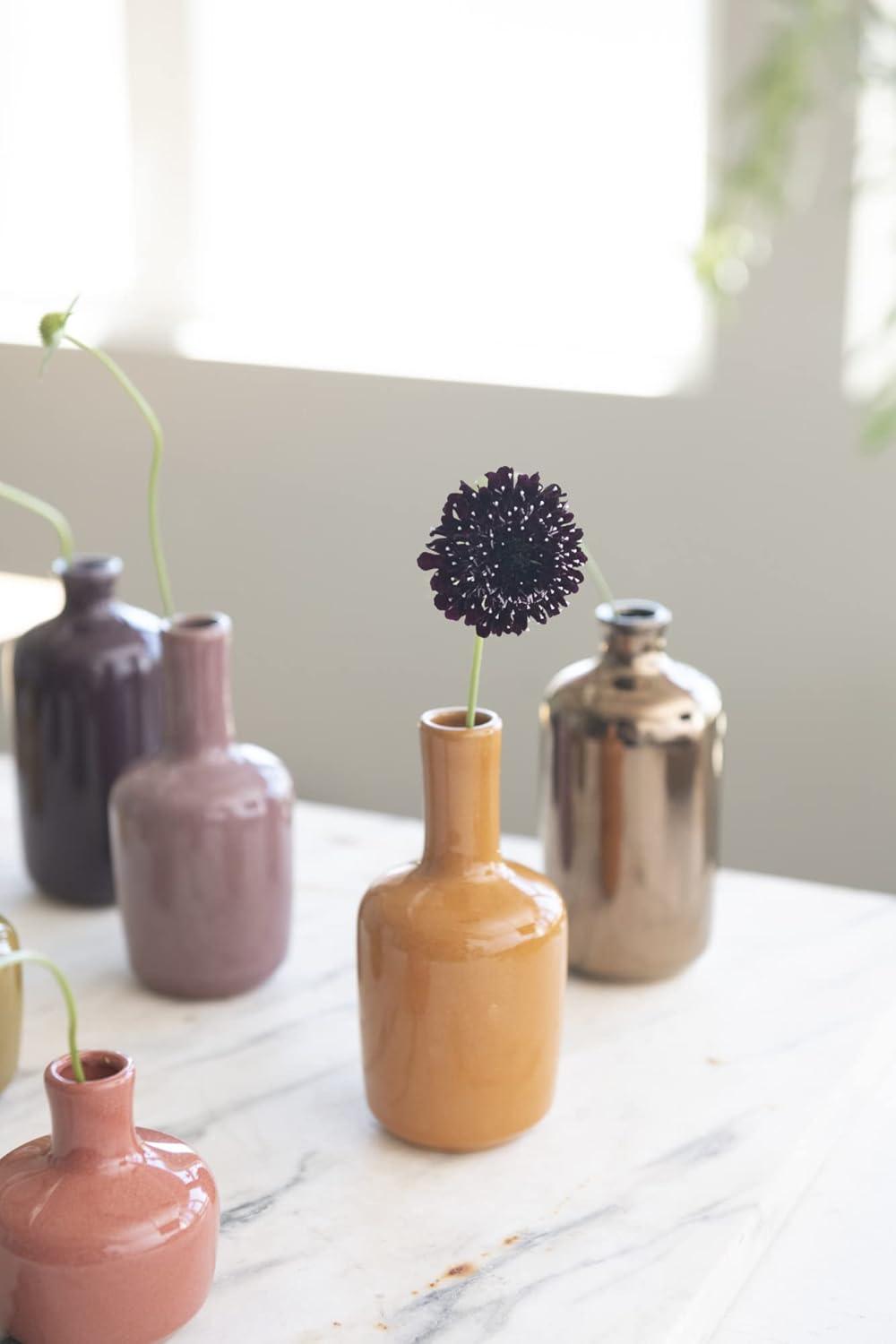 Charming Multicolor Ceramic Vase Set of 8 with Reactive Glaze