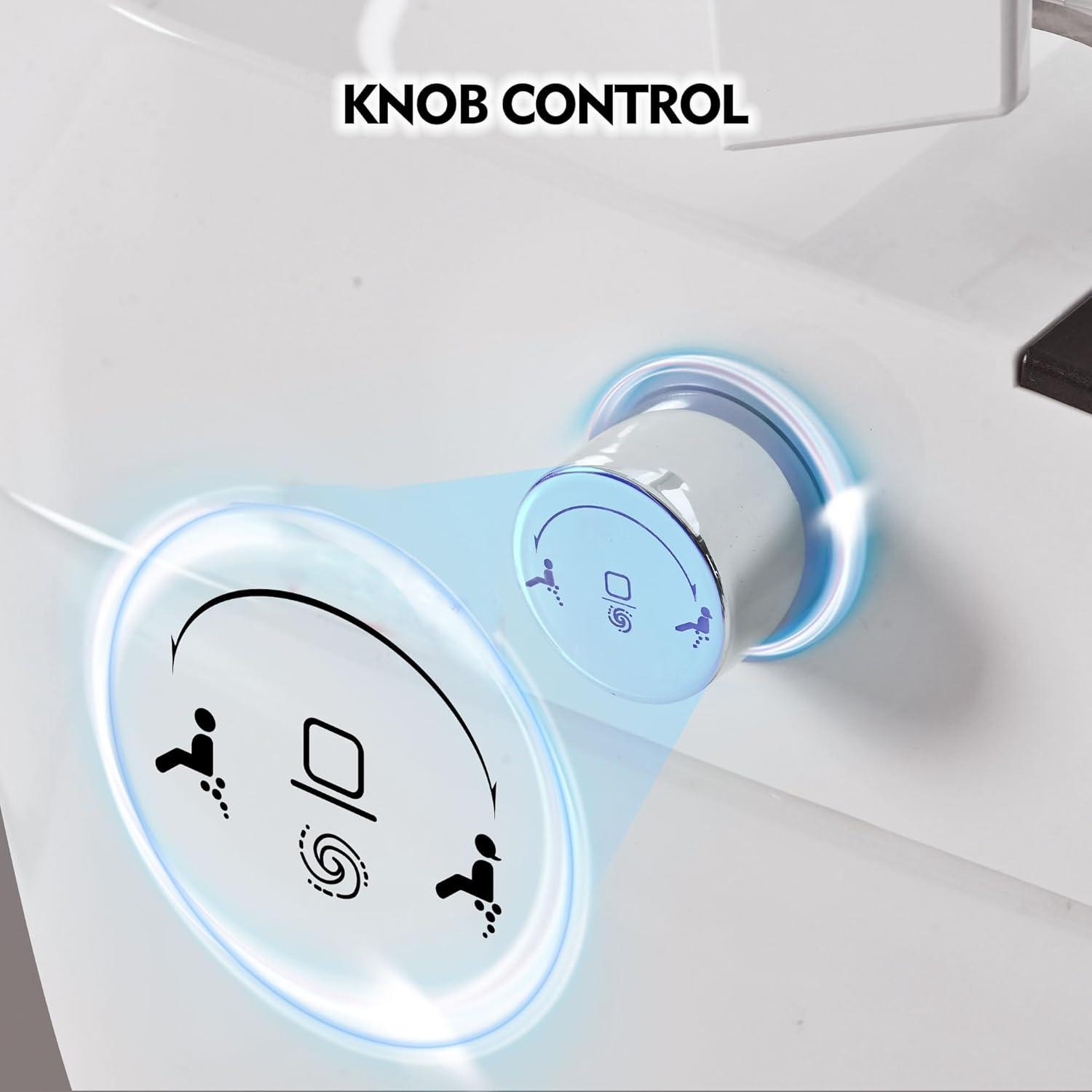 Smart Toilet Bidet Combo With Self-Cleaning Nozzle,Upmarket Compact Dual Flush Toilet 1/1.28 GPF,Tank Less Toilet With Foot Sensor Flush,White Night Light,Knob Control,Power Outage Flushing,Soft Close