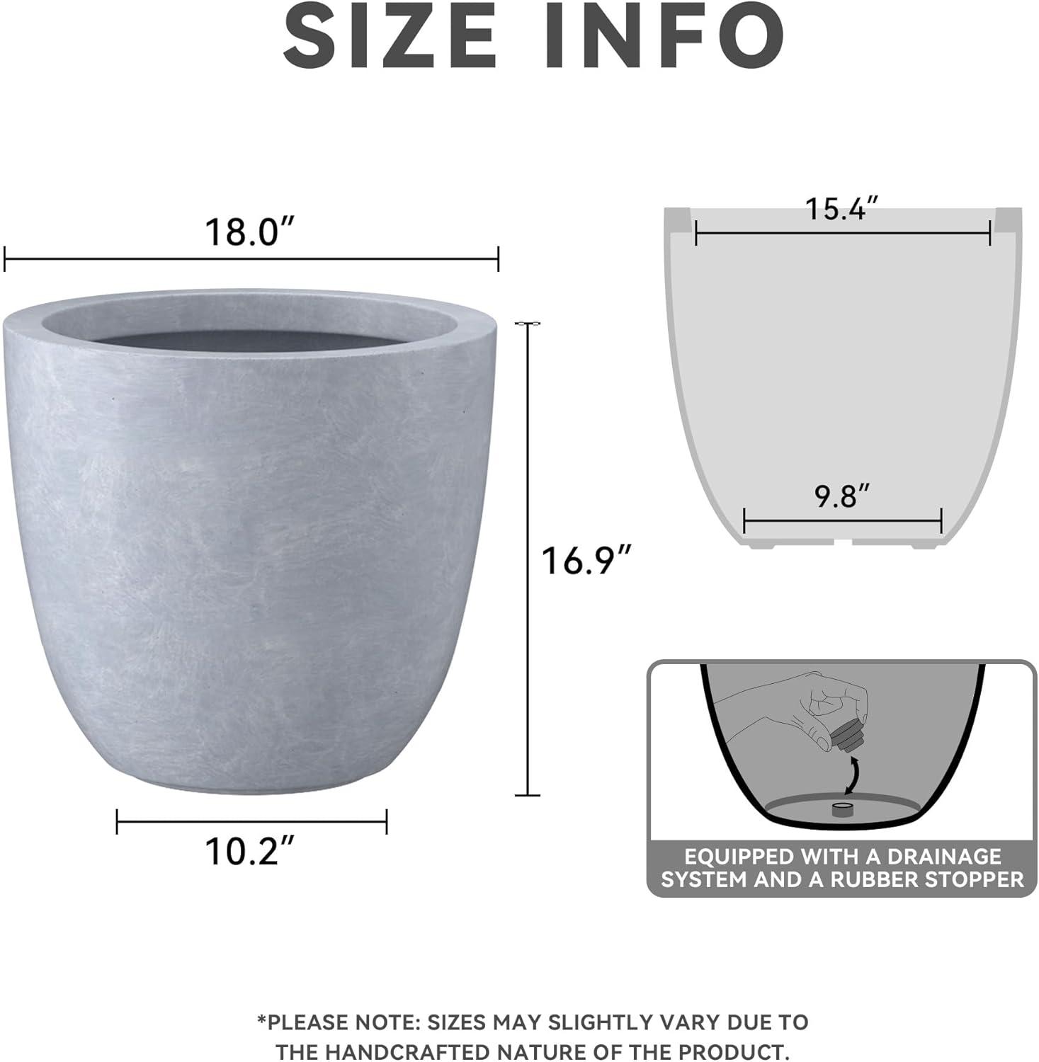 Slate Gray Round Concrete Indoor Outdoor Planter