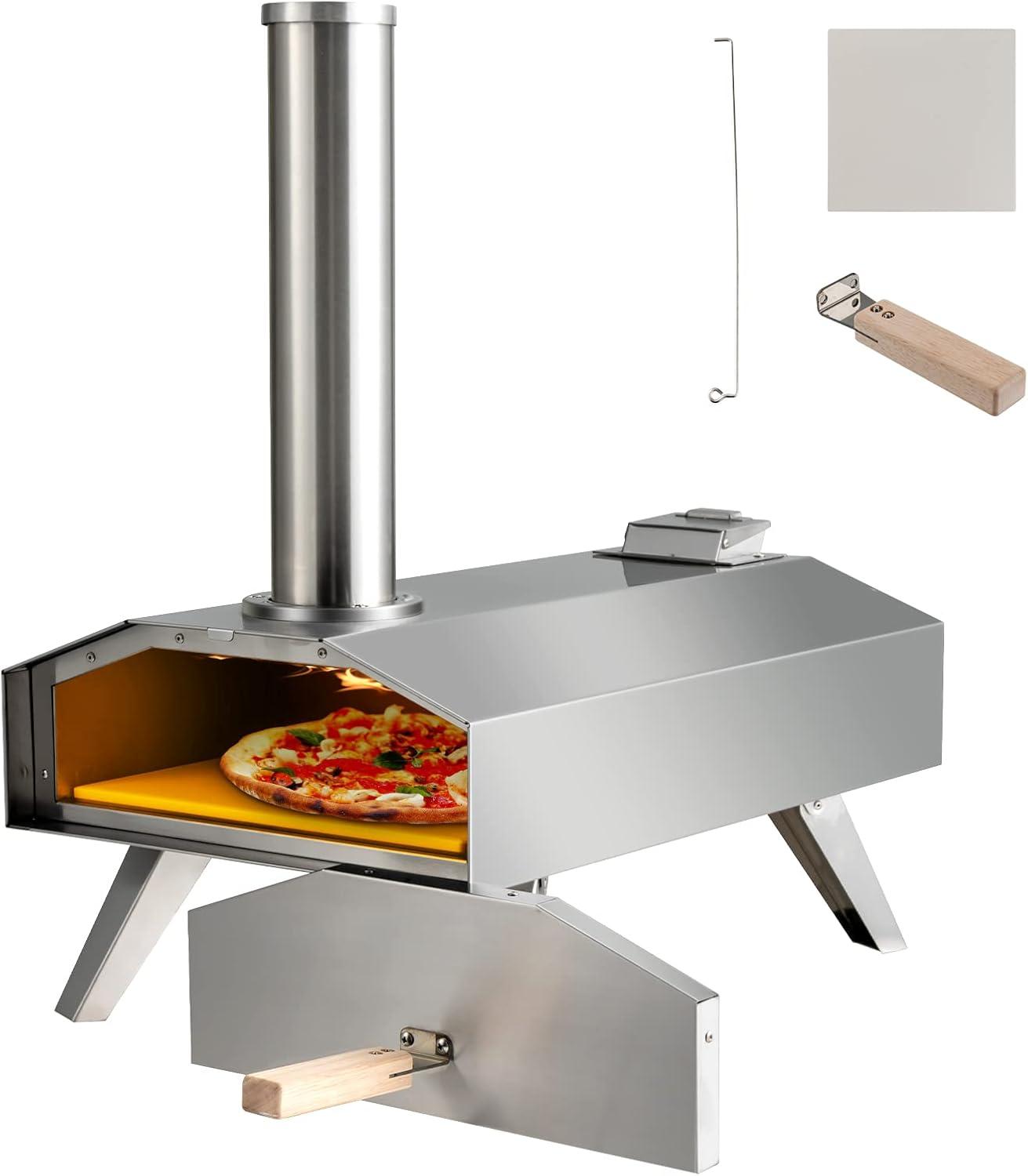 Topcobe Portable Stainless Steel Outdoor Pizza Oven with 12 Inch Pizza Stone, Cooking Space for Backyard, Patio and Parties