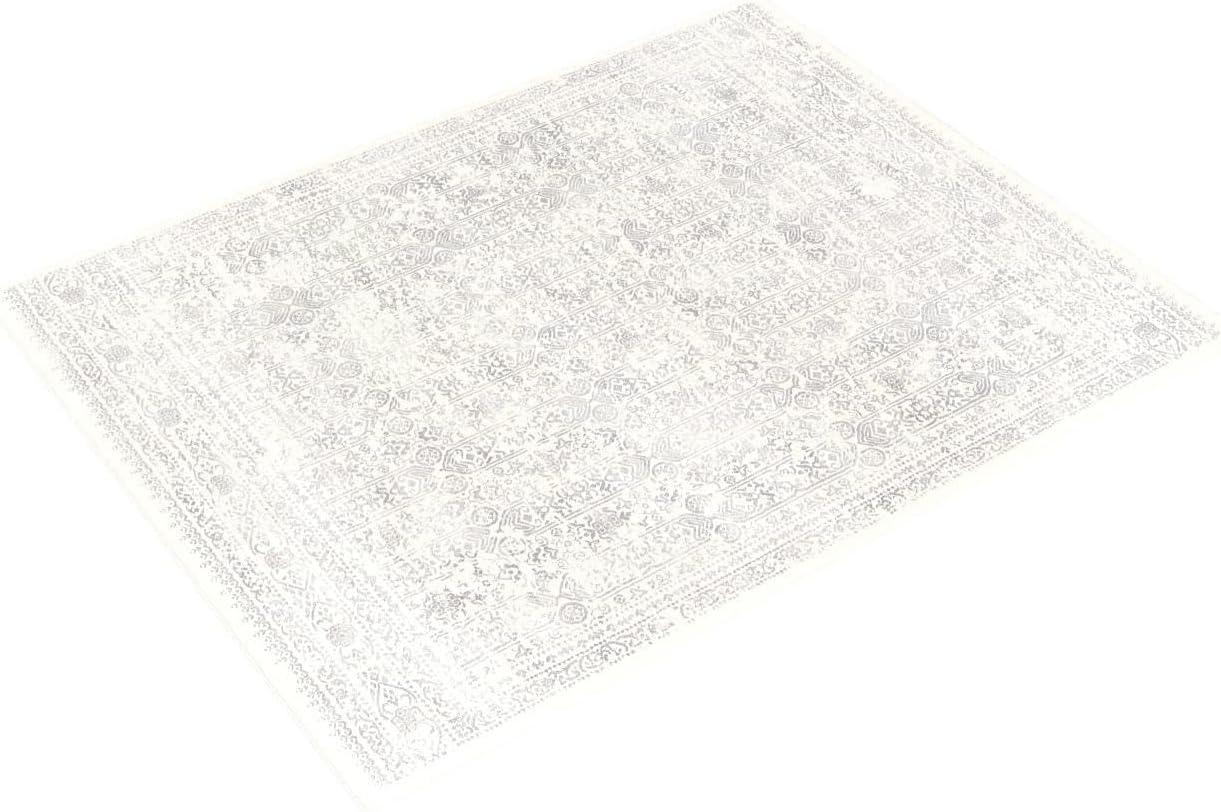 Livabliss Cream and Grey Round Oriental Synthetic Area Rug