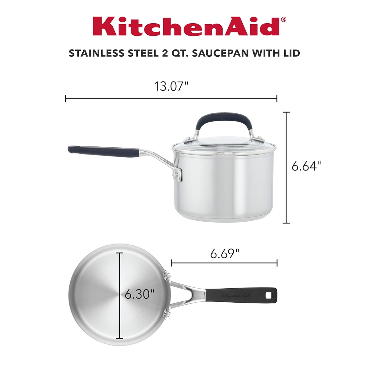 KitchenAid® KitchenAid Stainless Steel Induction Sauce Pan with Measuring Marks and Lid, 2 Quart