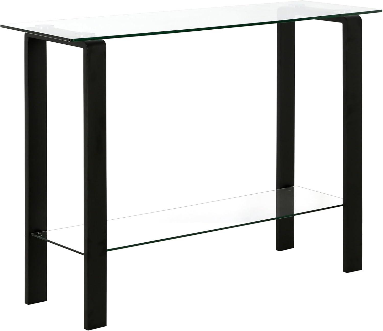 Sleek Metallic 42" Blackened Bronze Glass Console with Storage