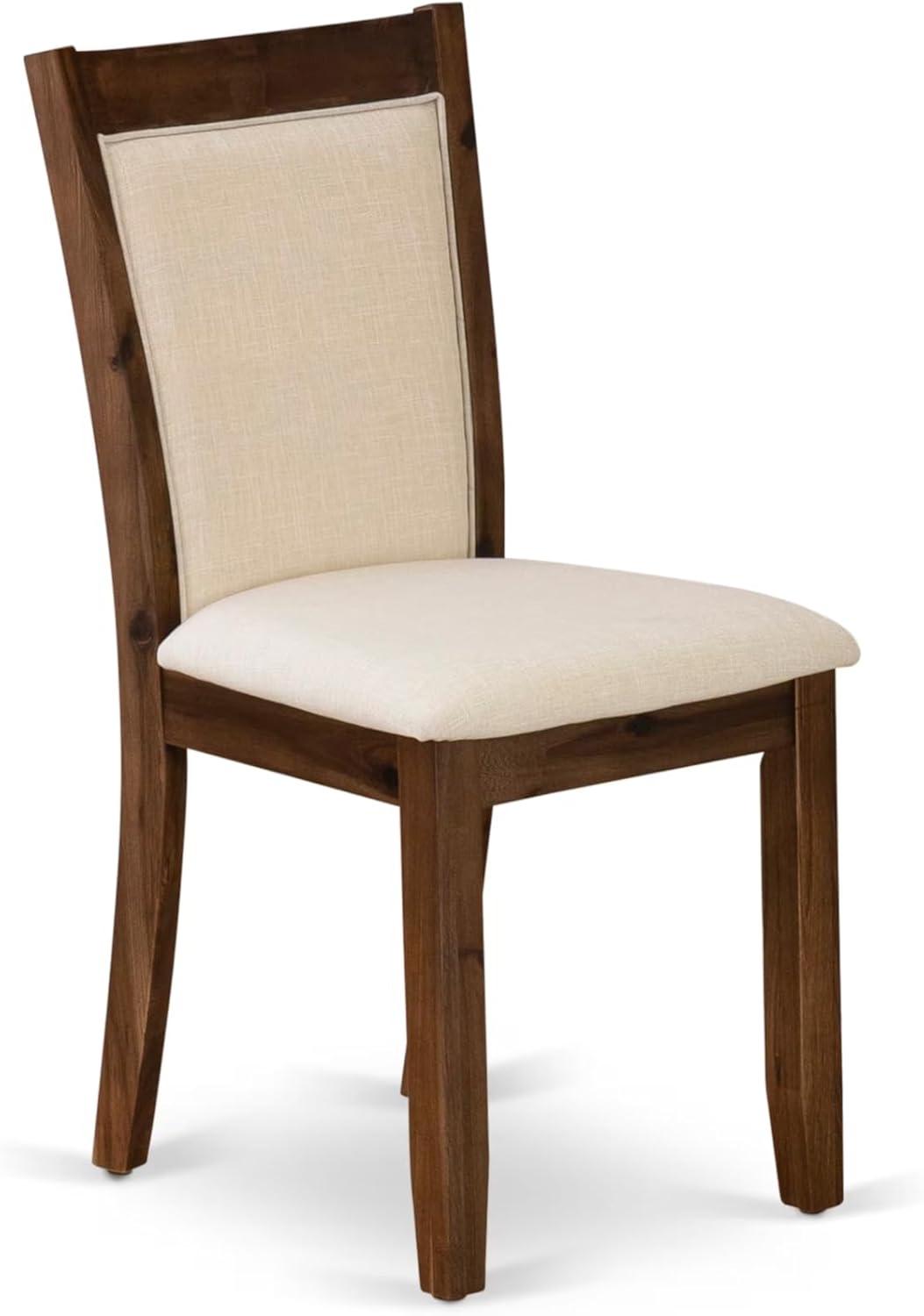V777MZN32-9- Dinner Table and 8 Light Beige Chairs - Distressed Jacobean Finish