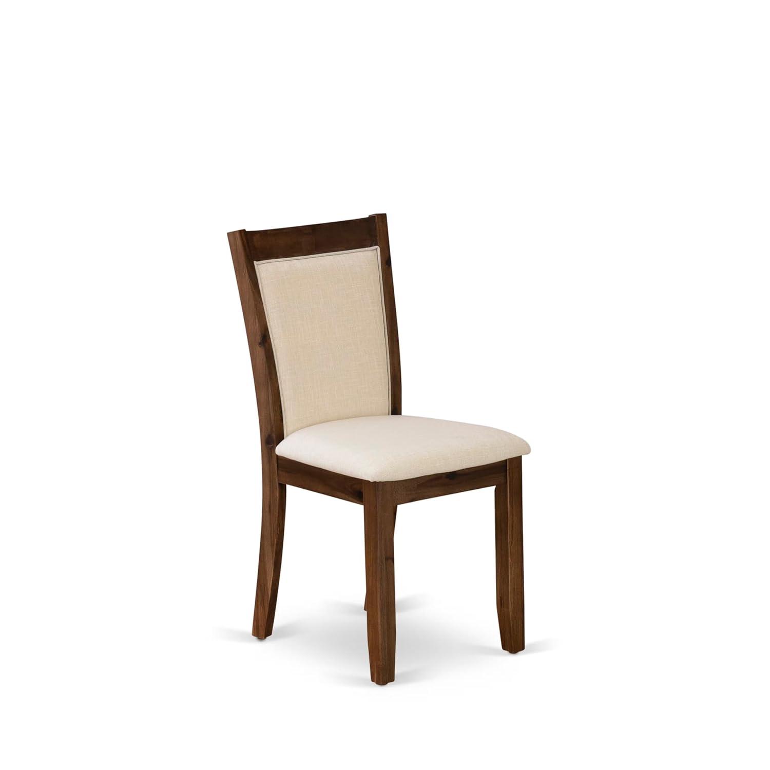 V777MZN32-9- Dinner Table and 8 Light Beige Chairs - Distressed Jacobean Finish