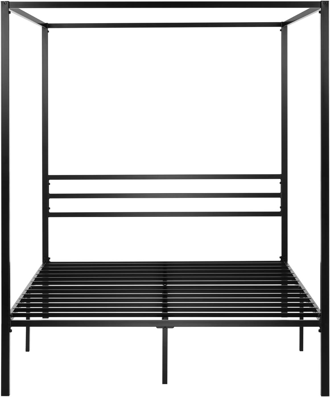 SHA CERLIN Canopy Bed Frame Full Size/Mattress Foundation with Metal Slats Support/No Box Spring Needed/Easy Assembly/Black