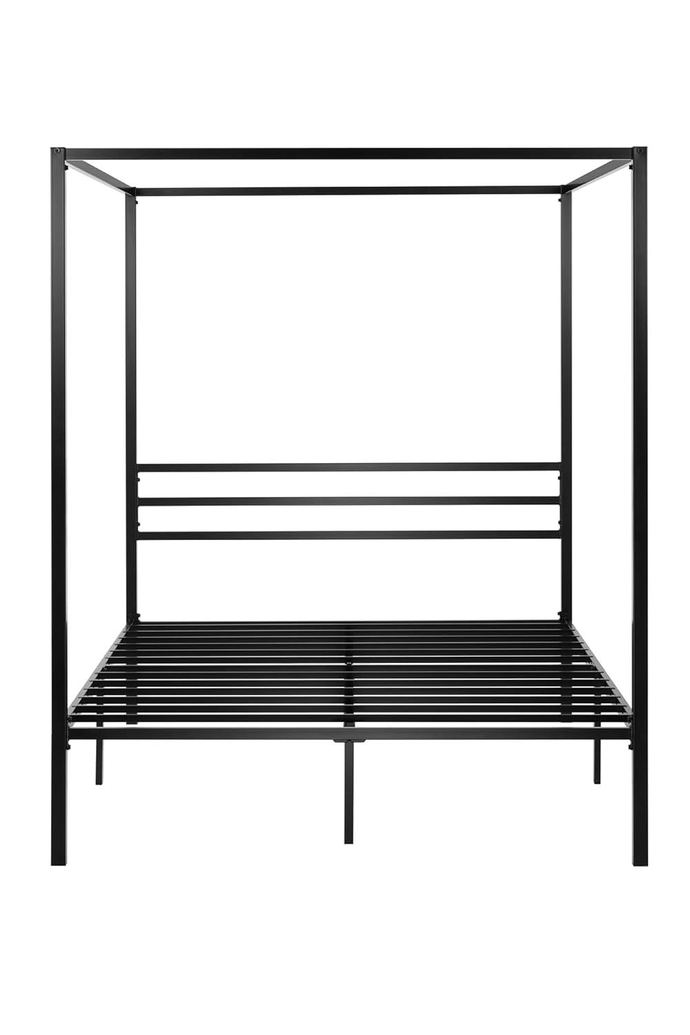 SHA CERLIN Canopy Bed Frame Full Size/Mattress Foundation with Metal Slats Support/No Box Spring Needed/Easy Assembly/Black