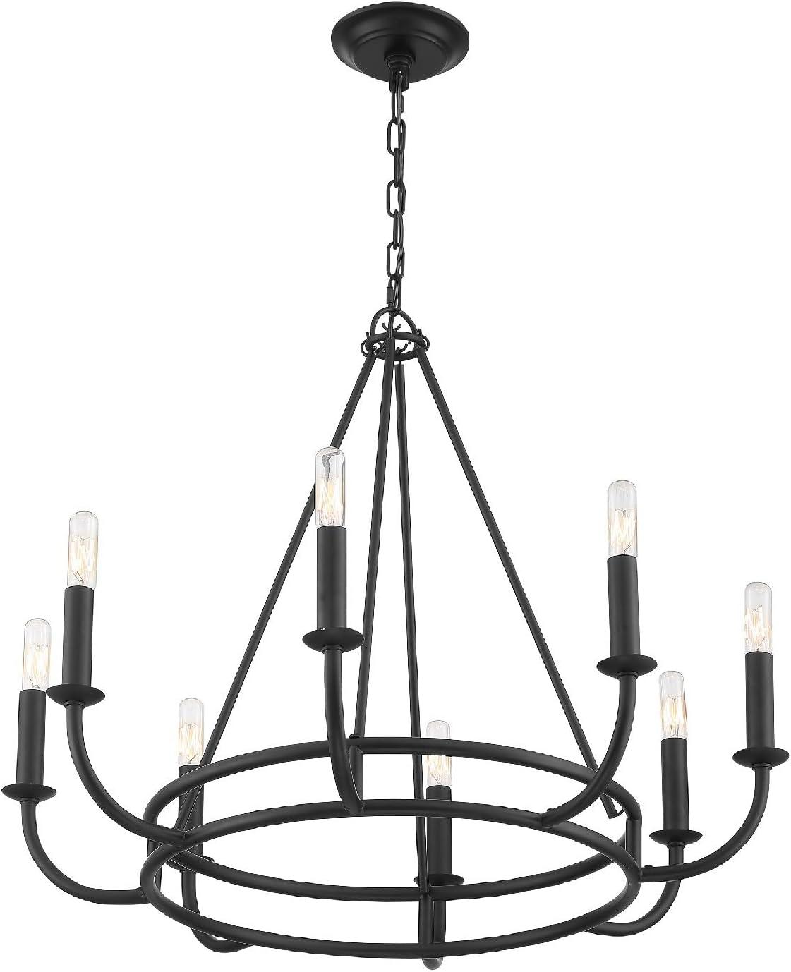 Bailey Matte Black 8-Light Industrial Chandelier