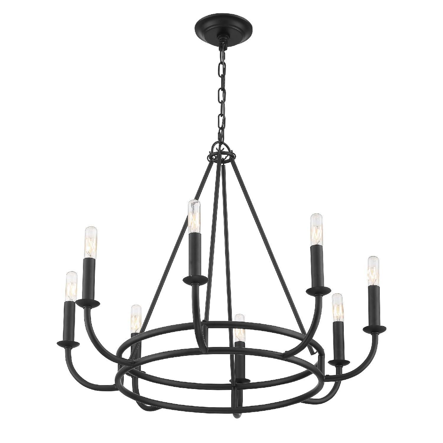 8 Light Chandelier-Matte Black Finish Bailey Street Home 49-Bel-4173355