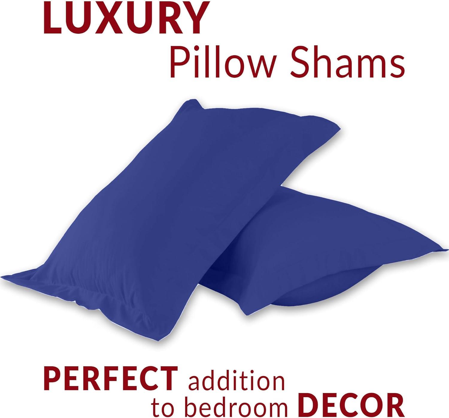Mellanni Pillow Shams Set of 2, Decorative Pillow Cases with 2" Flange, Standard, Royal Blue