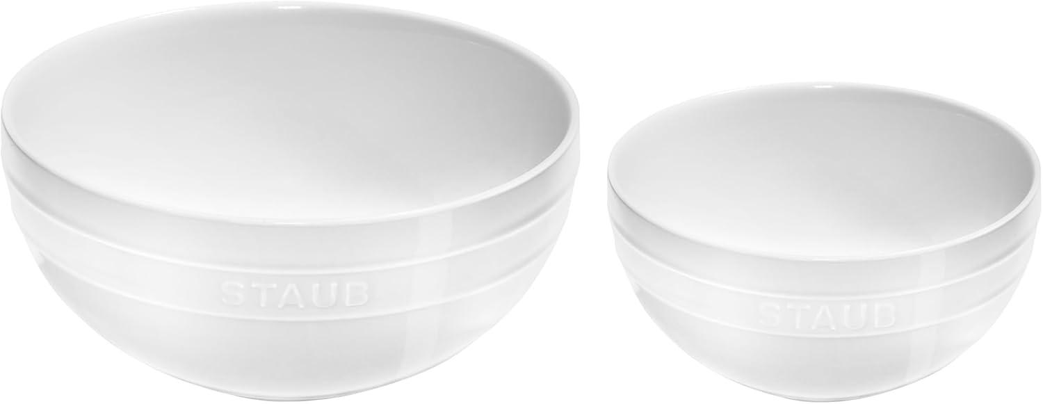 White Ceramic 2-Piece Nested Mixing Bowl Set