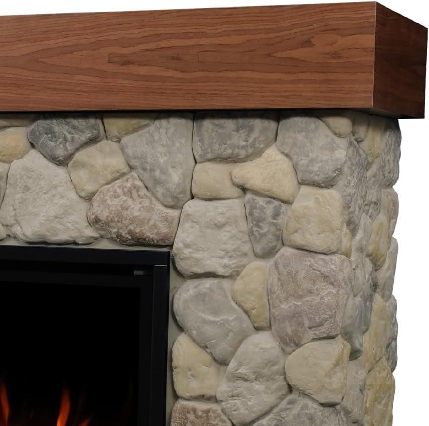 Country Living Belhaven 74 Inch Bookcase Mantel Package | 23 Inch Smart Electric Fireplace Insert Heater