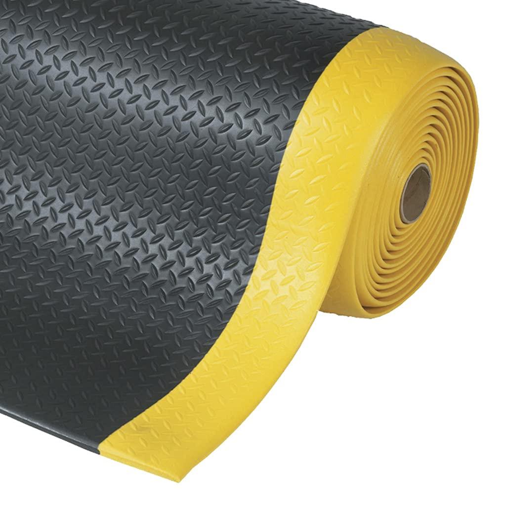 Black 5ft Closed Cell PVC Foam Antifatigue Mat with Diamond Plate Pattern