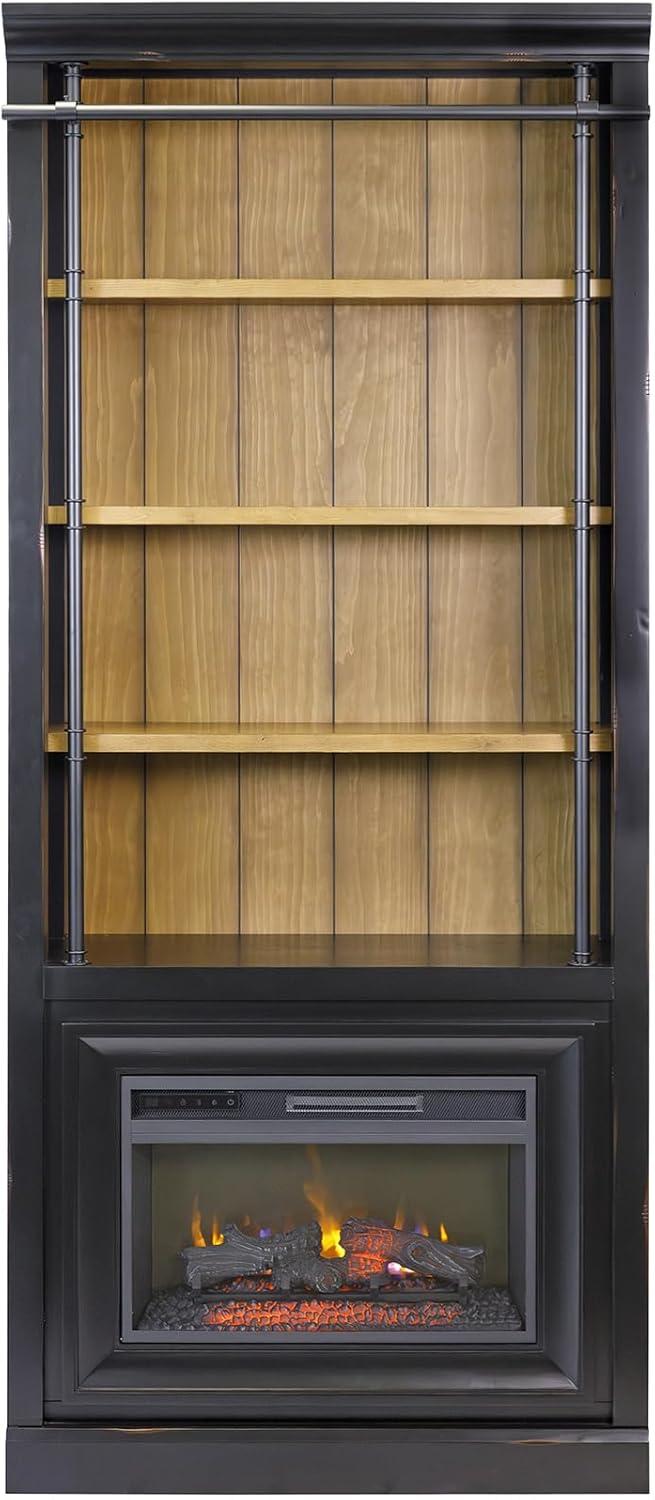 Birch Lane™ Lizzy 8' Tall Wood Bookcase with Fireplace Insert, Storage Organizer, Fully Assembled
