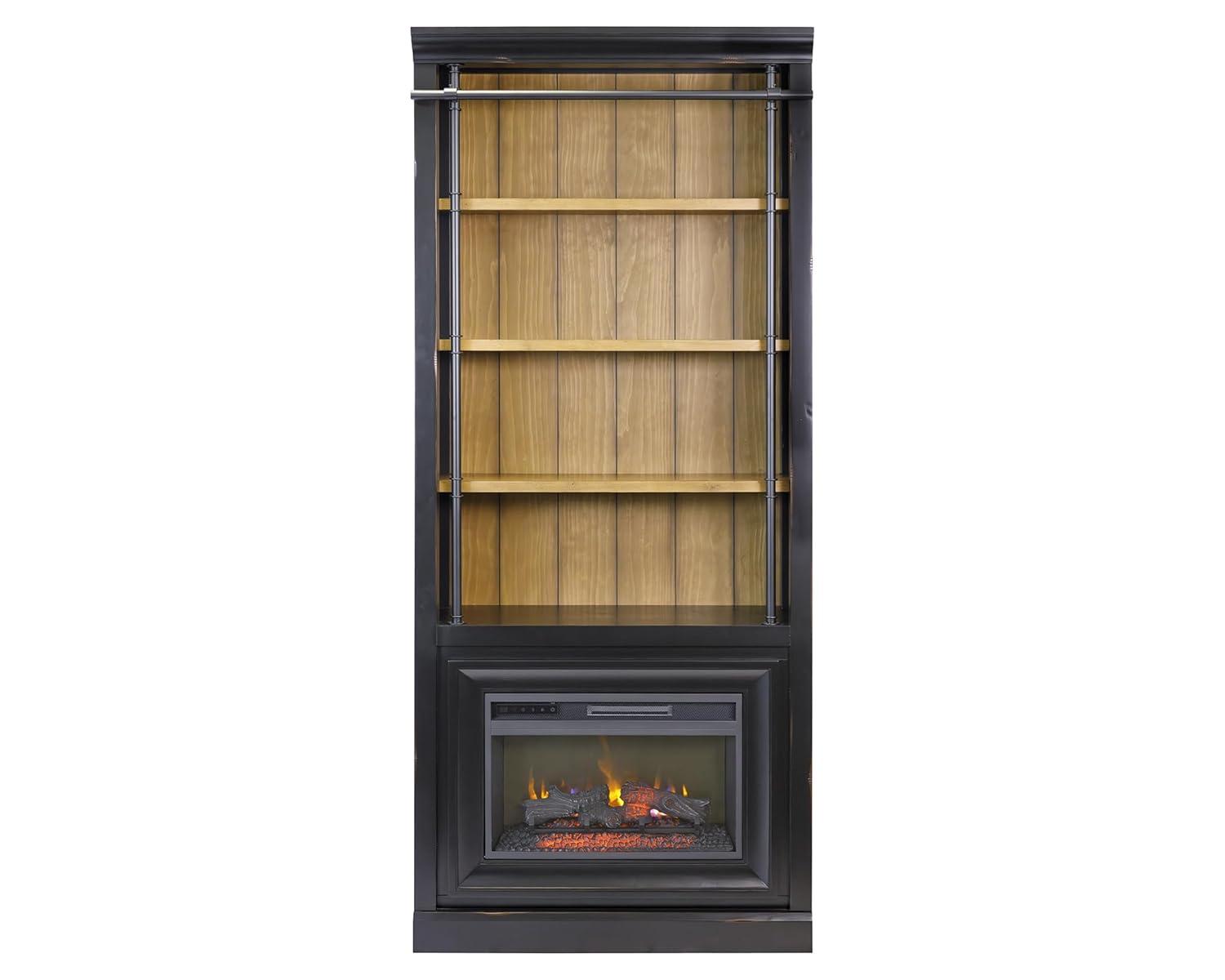 Birch Lane™ Lizzy 8' Tall Wood Bookcase with Fireplace Insert, Storage Organizer, Fully Assembled