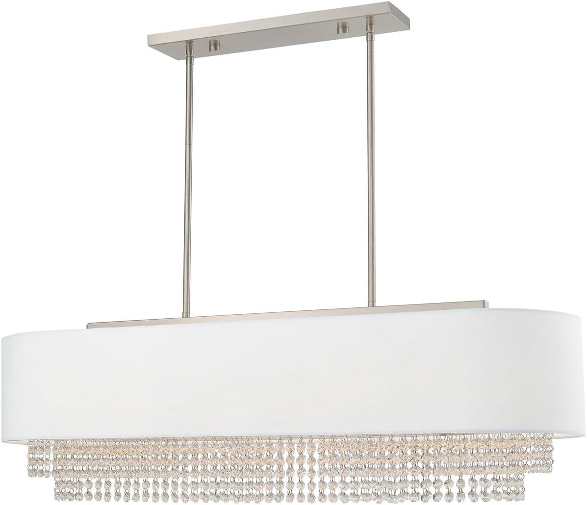 Carlisle 5-Light Linear Chandelier in Brushed Nickel with Crystal Accents