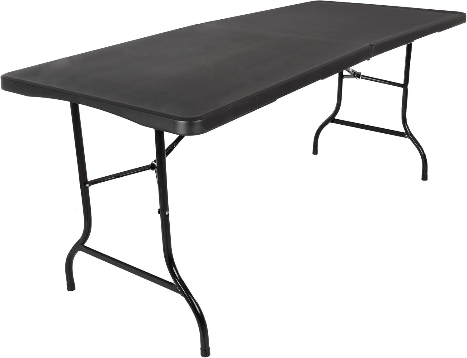 Hasting Home Adjustable Folding Table - Plastic Utility Tabletop