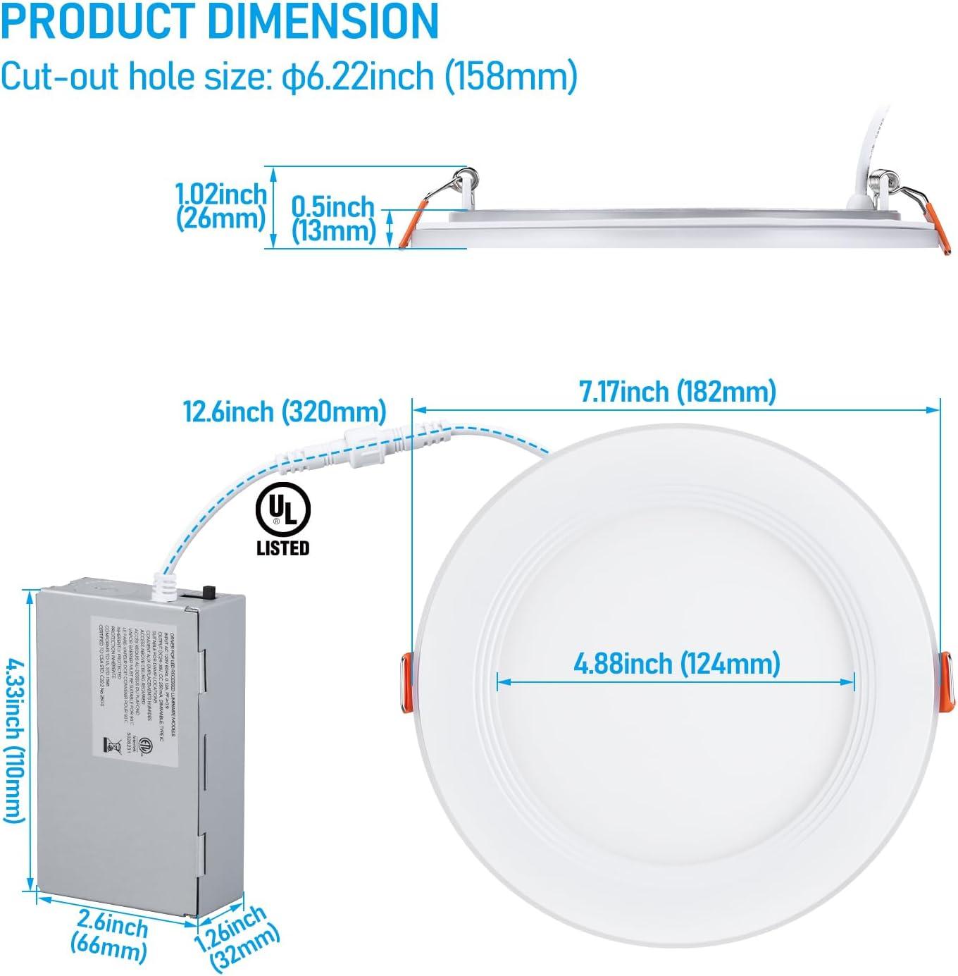 Ultra-Thin Dimmable Aluminum LED Recessed Downlight, 6-Inch, 5CCT