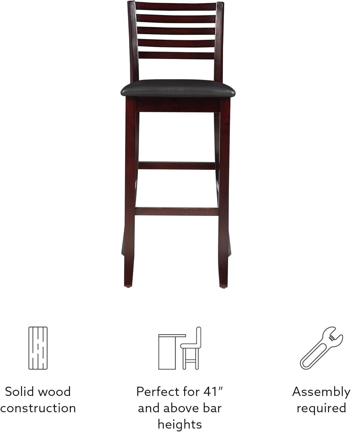 30" Torino Padded Seat Ladder Back Barstool Upholstered Seat - Espresso Wood - Linon