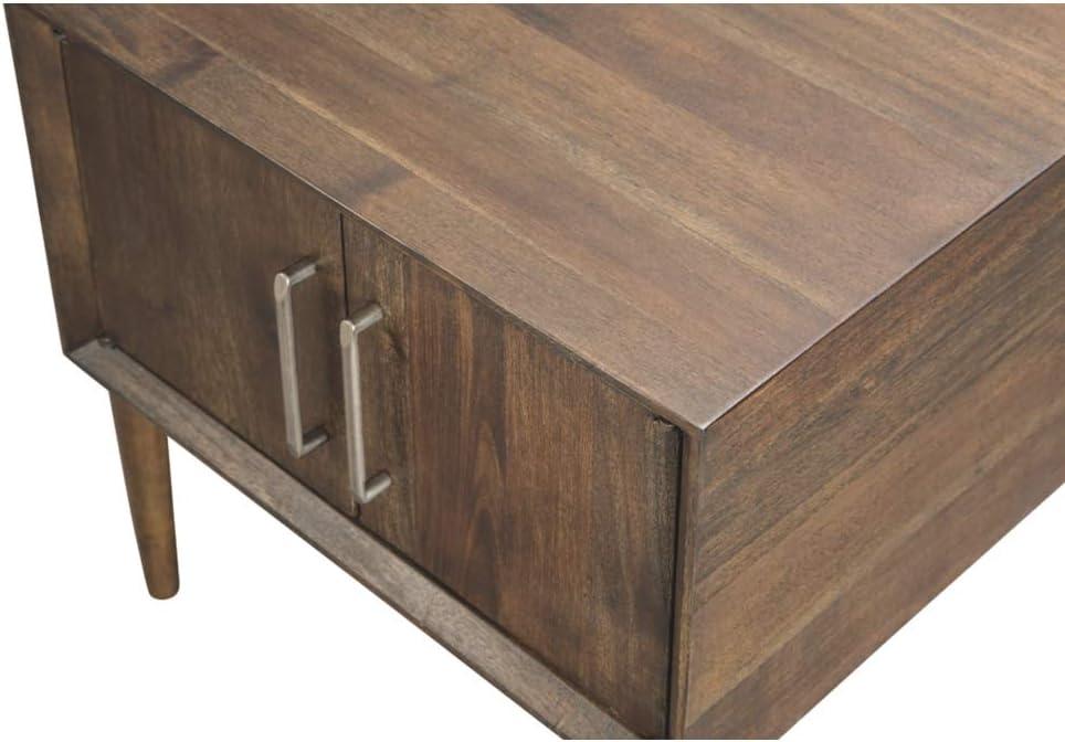 End Table Brown - Signature Design by Ashley: Mid-Century Storage Accent Table with Tapered Legs