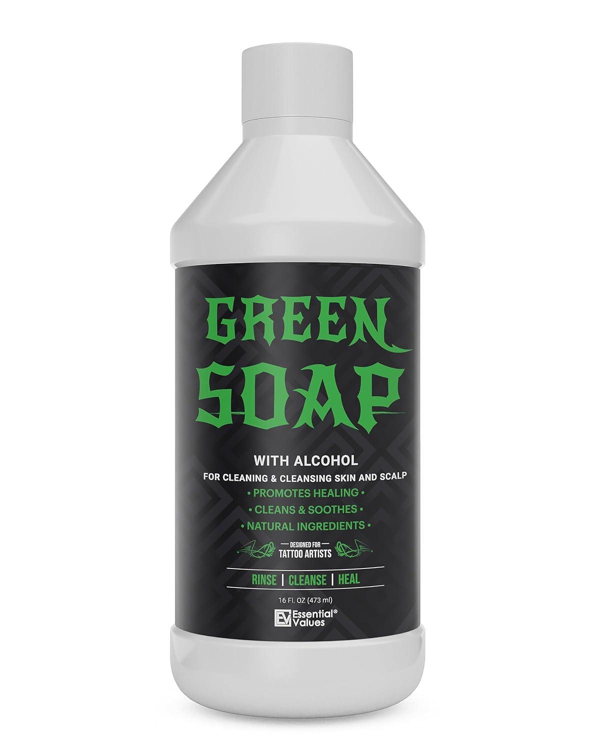 Essential Values Tincture Green Soap, Perfect for Tattoo Cleaning - Made in USA