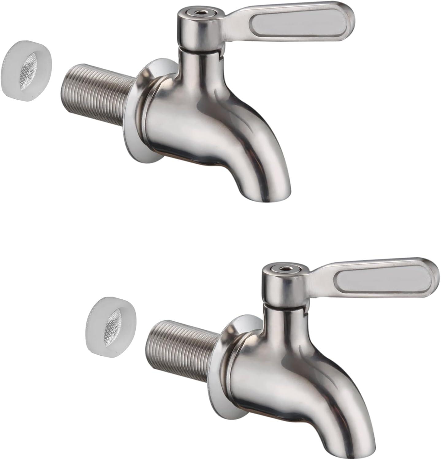Polished Stainless Steel Beverage Dispenser Replacement Spigot Set