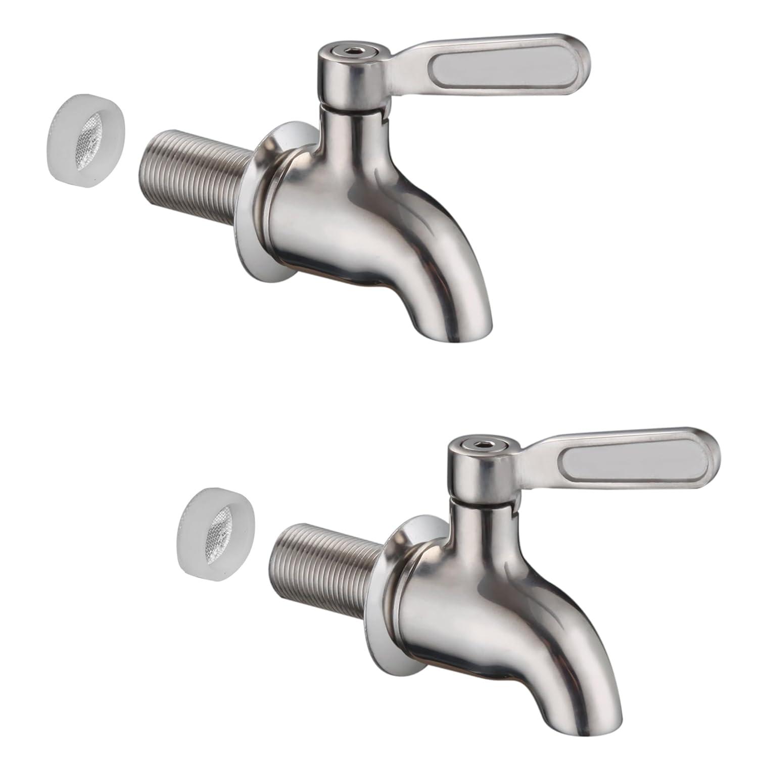 Polished Stainless Steel Beverage Dispenser Replacement Spigot Set