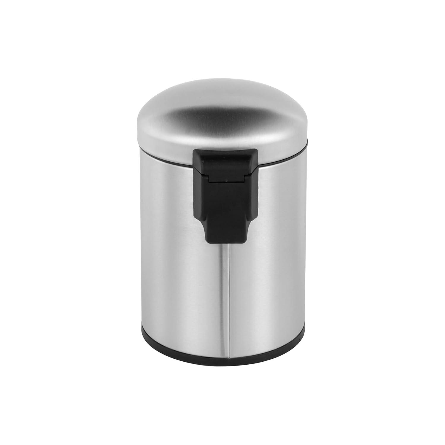 1.32 Gal./5 Liter Stainless Steel Round Step-on Bathroom and Office Kitchen Trash Can