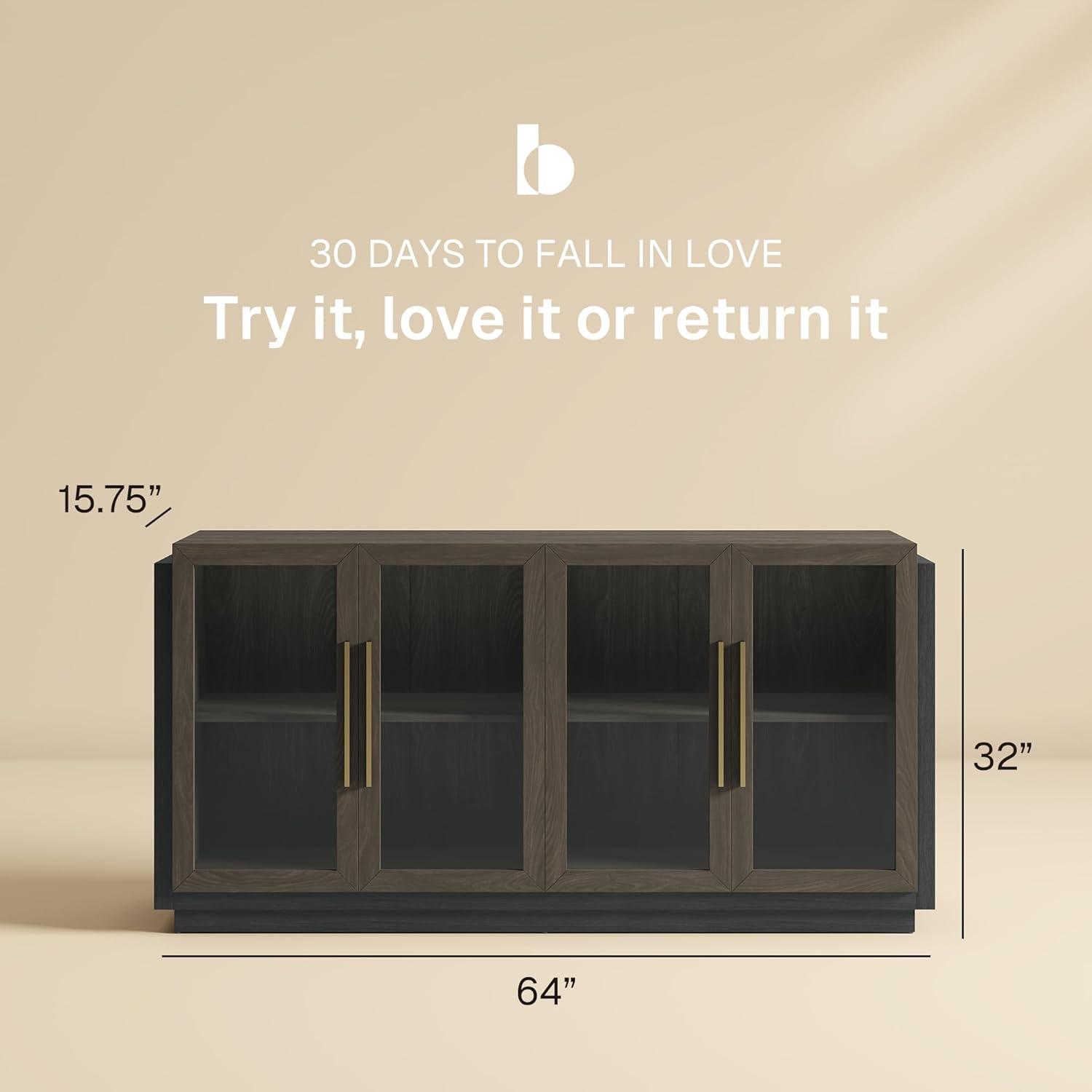 NEUTRALPOSTURE Sideboard Buffet Cabinet, Modern Wood Glass-Buffet-Sideboard With Storage, Console Table For Kitchen, Dining Room, Living Room, Hallway, Or Entrance - Brixston