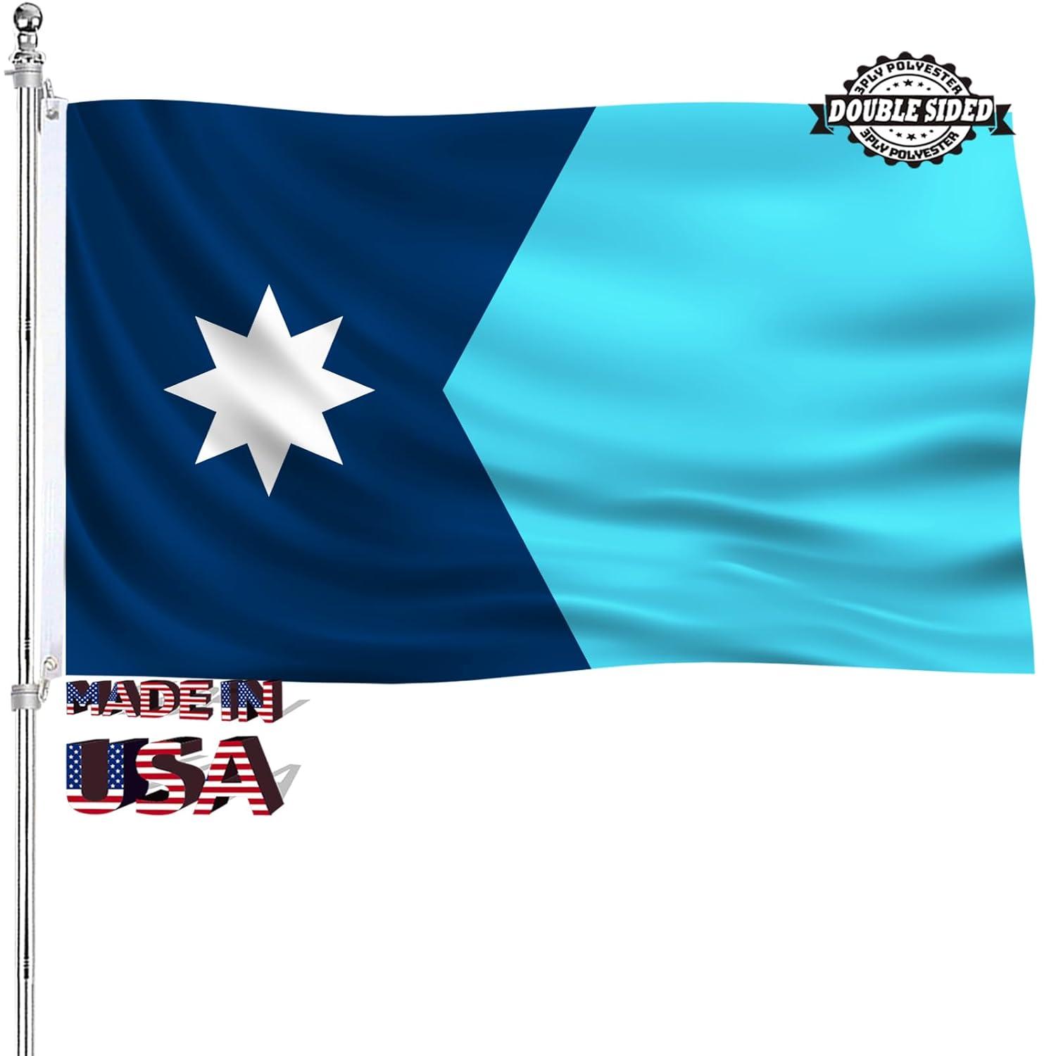 New Minnesota State Flag 3x5 Outdoor MN Flag 2 Rows Stitched Edge Canvas Header with 2 Brass Grommets