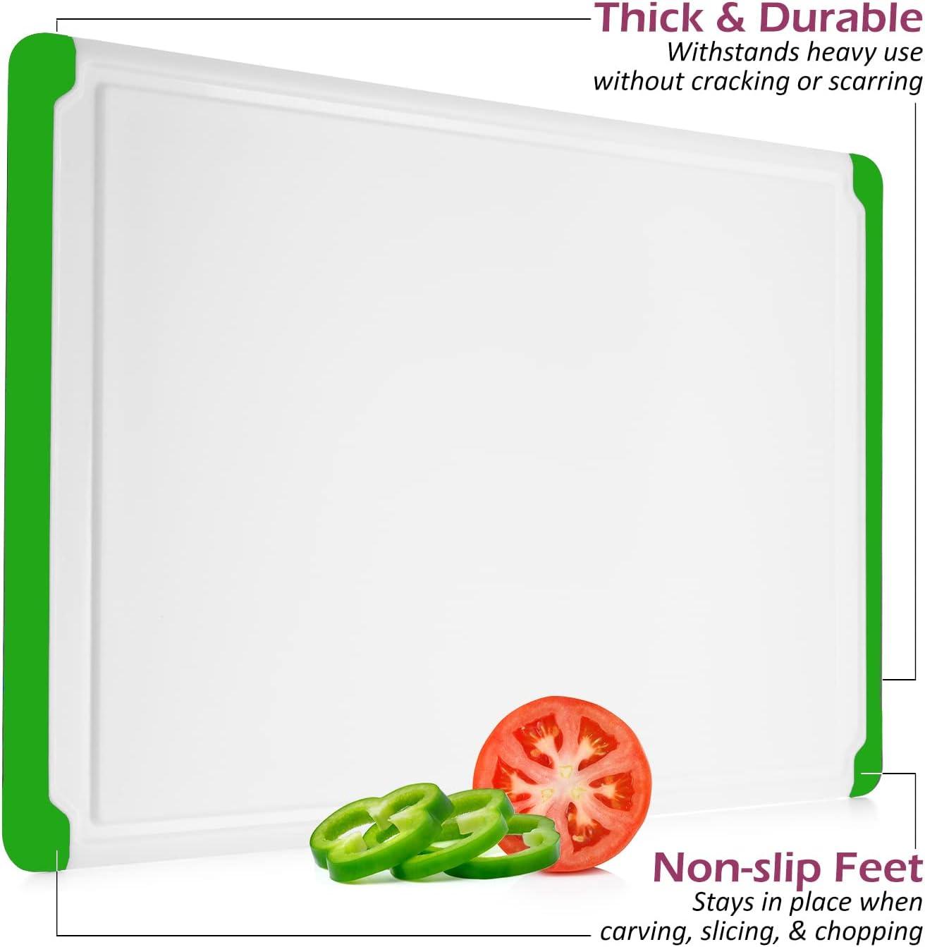 Large Cutting Boards for Kitchen - Dishwasher Safe Non-Slip Cutting Boards with Juice Grooves, Easy Grip Handles - Large and Thick Chopping Board - Green